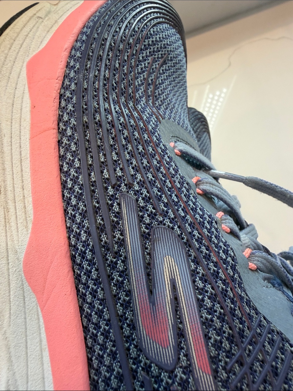 Skechers Women's Blue Knit Athletic Sneakers with Pink Midsole - Picture 15 of 17